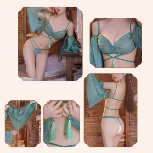 Vista 7 de Traje de juego de rol asiático sexy para mujer, disfraz de Hanfu Cheongsam de anime