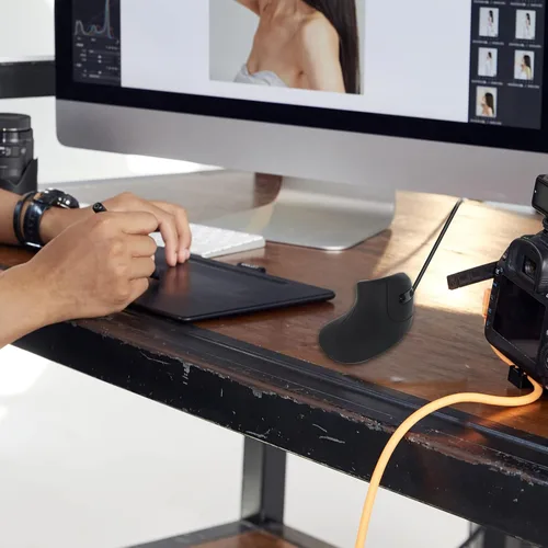 Vista 8 de Super Space Ratón vertical, mouse ergonómico con cable para computadora con 6 botones, 800120024003200 DPI mouse para juegos con cable para laptop