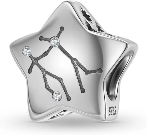 Vista 27 de Abalorio de constelación de plata de ley 925 con piedra natal para pulsera Pandora, regalo para aniversario, cumpleaños, Navidad Acuario A
