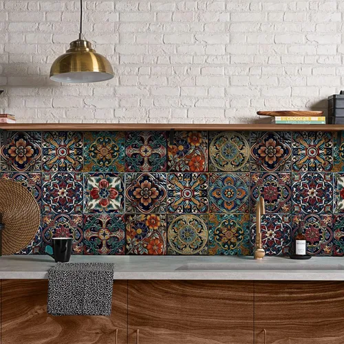 Vista 56 de Alwayspon Adhesivo para azulejos de pared moriscos para despegar y pegar, calcomanías de vinilo autoadhesivas para azulejos de cocina y baño, 4 x 4