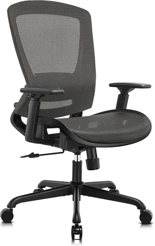 Vista 14 de ELABEST Silla de oficina de malla, silla de escritorio ergonómica para computadora, silla de tarea resistente - Soporte lumbar y reposabrazos