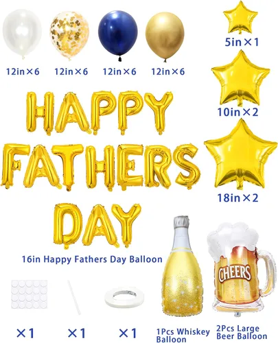 Vista 5 de Juego de 50 globos para decoración del Día del Padre para fiestas, paquete de letras del Día del Padre, suministros de fiesta para telón de fondo