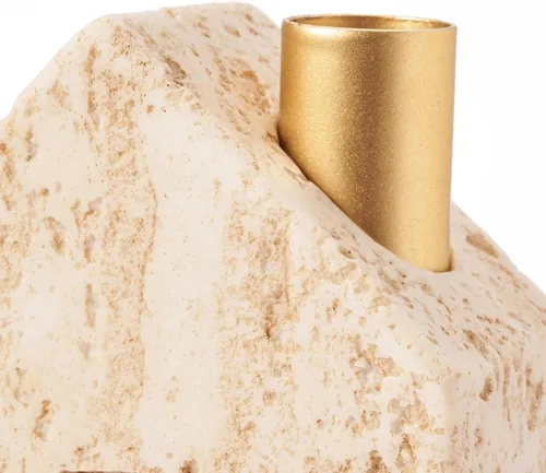 Vista 6 de DN DECONATION - Juego de 2 portavelas de Navidad, portavelas de casa with Metal Chimney for Taper Candles, Boho Travertine-Style Holiday Table