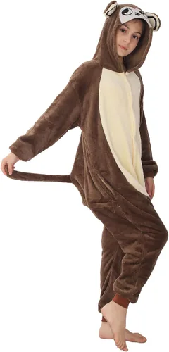 Vista 4 de Disfraz de franela para niños, disfraz de Halloween, Pascua, animales, cosplay para niñas y niños, una pieza