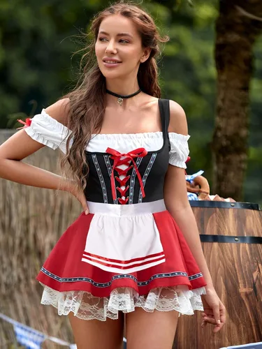 Vista 7 de Oktoberfest Beer Maid Outfit 2 Pieces Hallween Costumes Cosplay Dress German Beer October Festival Costume for Women
