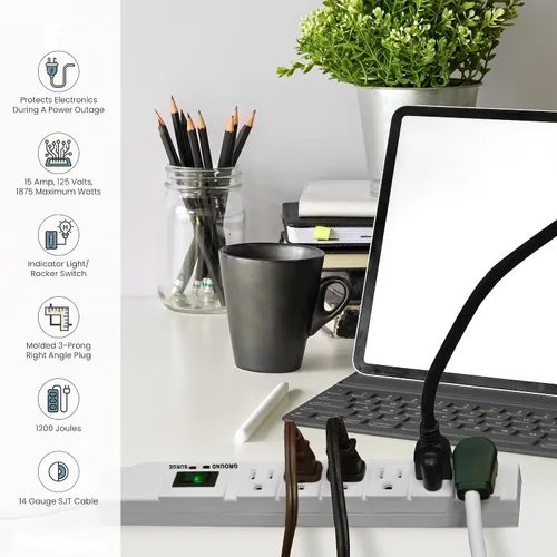 Vista 6 de Gogreen Power gg-16315 – 15 6 Outlet con protector de sobretensión 15 ft Cord