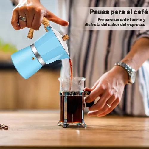 Vista 9 de Cafetera clásica de aluminio para 3 tazas Azul