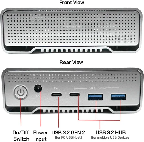 Vista 6 de GX100 - Disco duro externo USB 3.2 Gen 2 USB-C de 10 TB con concentrador USB para Windows o MacOS PC de sobremesa y portátil
