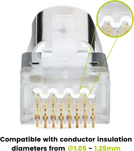 Vista 3 de trueCABLE Cat6/6A RJ45 Pass Through - Enchufes modulares, conector de tierra externo blindado (STP), listado UL, crimpado EZ, chapado en oro, 3