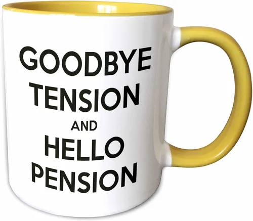 Vista 11 de 3dRose Goodbye Tension and Hello Pension - Taza de dos tonos, color blanco y negro, 11 onzas, multicolor
