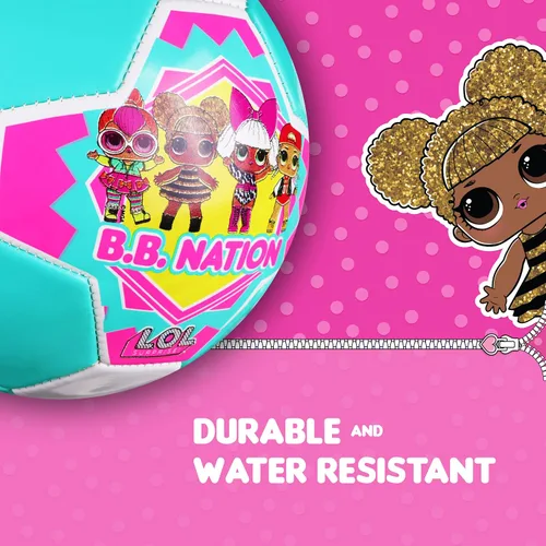 Vista 4 de LOL Surprise! Balón de fútbol tamaño 3, BB Nation con licencia oficial de fútbol para niños y niñas, multicolor