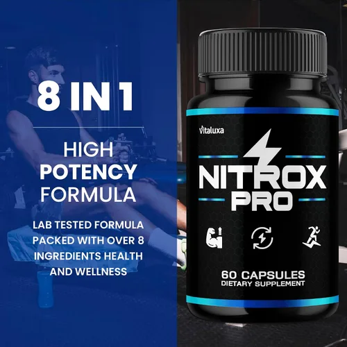 Vista 2 de Nitrox Pro Capsules, NitroxPro Suplemento Fórmula avanzada de máxima fuerza para un apoyo de gestión premium, ingredientes totalmente naturales