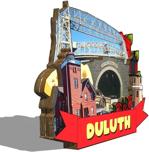 Vista 2 de Duluth - Imán de madera para nevera, diseño 3D, diseño de Minnesota USA, recuerdos coleccionables, decoración hecha a mano, 2