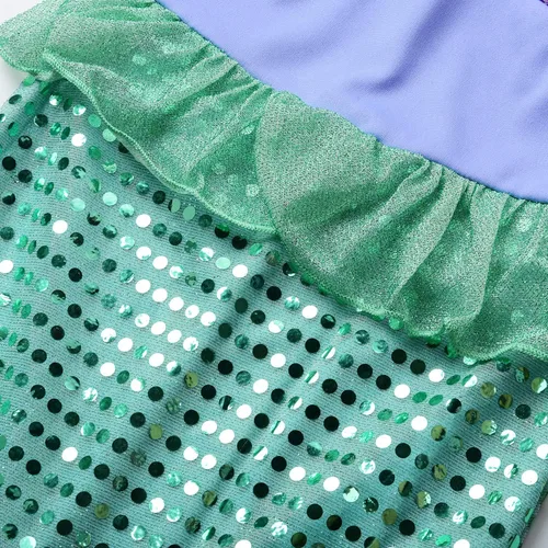 Vista 7 de JerrisApparel Disfraz de princesa de sirena para niñas vestido de fiesta de lentejuelas
