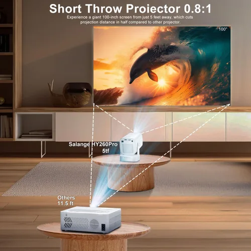 Vista 11 de Mini proyector Wifi Bluetooth, enfoque automático, nativo 1080P, soporte 4K Negro-blanco