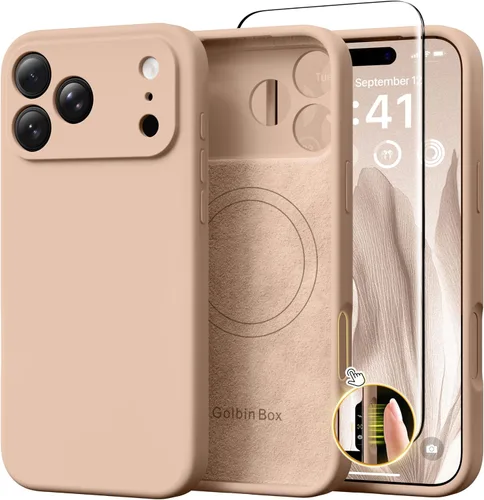 Vista 72 de GolbinBox Funda magnética para iPhone 17, compatible con MagSafe, cubierta de silicona integrada para control de cámara, funda de silicona líquida a