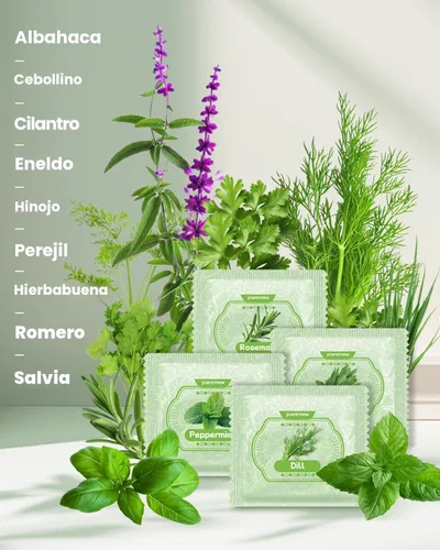 Vista 3 de Regalo para mujeres, mamá, ella – Kit de jardín de 9 hierbas para ventana interior Juego completo de semillas de hierbas con macetas, tierra