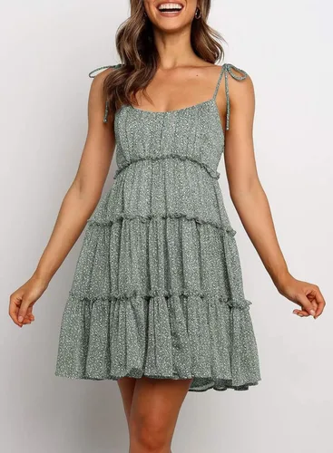 Vista 3 de Dokotoo Womens 2023 Summer Casual A-line Layered Ruffled Boho Mini Short Skater Dresses
