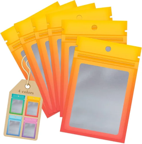 Vista 3 de Funfery Paquete de 100 bolsas resellables de Mylar transparentes, bolsas de embalaje degradadas para almacenamiento de alimentos, pequeñas empresas