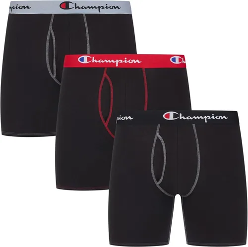 Vista 7 de Champion Men's Everyday Cotton Stretch Boxer Briefs- 3 Pack 2 Nuevo Ébano/Oxford Gris Jaspeado