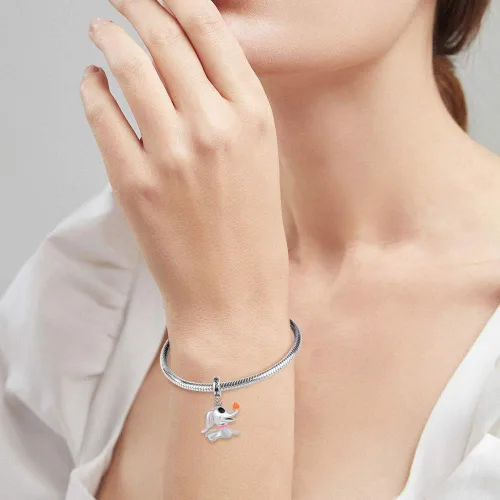 Vista 4 de GNOCE Colgante de plata de ley para perro fantasma con linterna de nariz, dije de perro de Halloween para pulsera o collar para mascotas