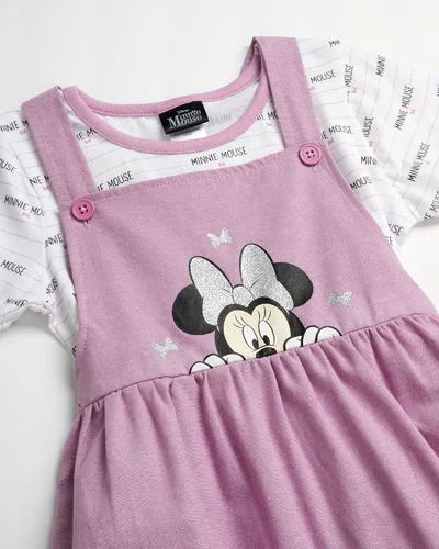 Vista 2 de Disney Vestido de Minnie Mouse para niña, 2 piezas, suéter y camiseta de manga corta de algodón (bebéniñas pequeñas)