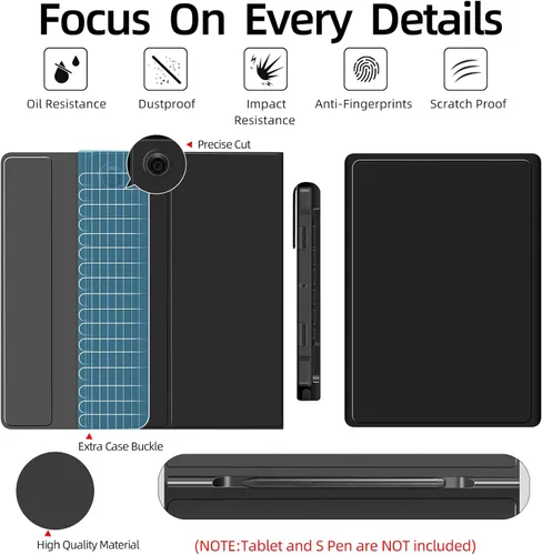 Vista 8 de JUQITECH Funda de teclado retroiluminada para Samsung-Galaxy-Tab A8 10.5 2022, funda magnética fuerte para libros, funda suave desmontable teclado