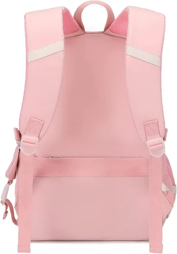 Vista 4 de Hey Yoo Mochila escolar con lonchera, juego de mochila linda mochila escolar para niñas adolescentes (rosa)