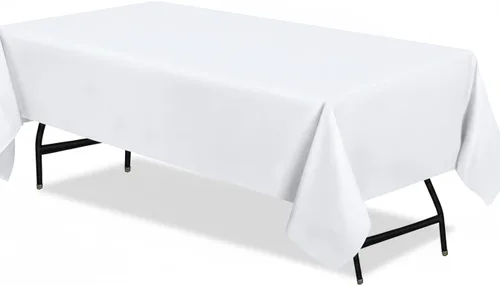 Vista 18 de Mantel rectangular de poliéster, manteles para mesas rectangulares de 6 pies, manteles de tela decorativa lavable para bodas, banquetes y campamento