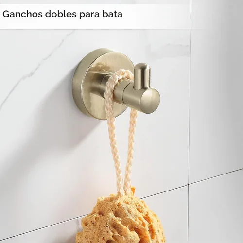 Vista 5 de BGL Juego de Accesorios de Baño Dorado Cepillado, Juego de Toallero de 4 Piezas Oro cepillado