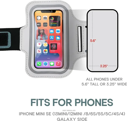 Vista 3 de Brazalete pequeño para teléfono celular para iPhone Mini SE/13 Mini/12 Mini/8/6S/5S/5C/4S/4 Galaxy S10e resistente al agua para teléfono celular