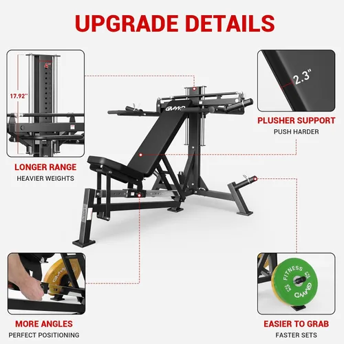 Vista 2 de GMWD Chest Press Machine, Bench Press Machine with Independent Converging Arms, Adjustable Flat Incline Bench for Chest, AB Workouts, Shoulder Home