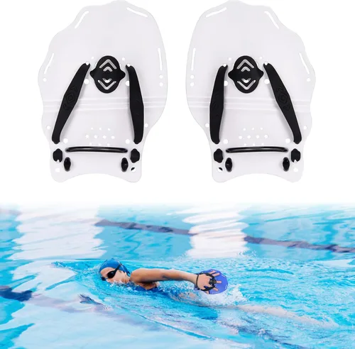 Vista 10 de Hikeen Paleta de natación para adultos y jóvenes, paletas de mano de entrenamiento de natación con correas ajustables, paletas de mano de natación