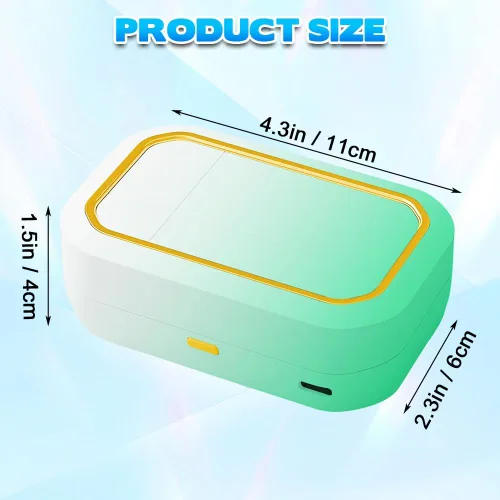 Vista 2 de Máquina de limpieza de lentes de contacto, limpiador ultrasónico portátil de lentes de contacto con 4 modos de temporización, vibración de alta Verde