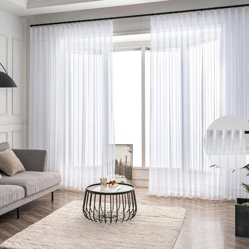 Vista 25 de Cortinas plisadas negras transparentes de 84 pulgadas de largo para puerta Negro