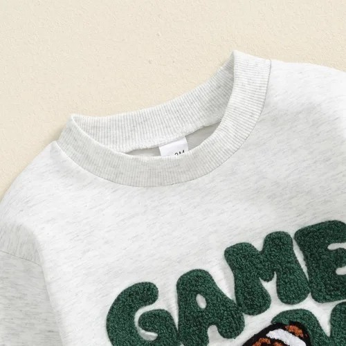 Vista 26 de MERSARIPHY Sudadera de fútbol para bebé, traje de manga larga con letras divertidas, ropa de otoño e invierno