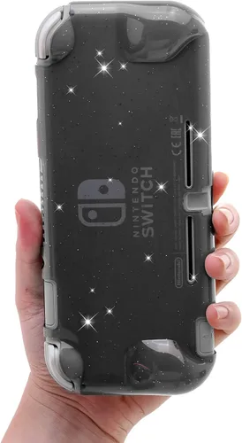 Vista 2 de ECHZOVE Funda de TPU con purpurina para Nintendo Switch Lite, funda protectora con purpurina para Nintendo Switch Lite-Negro