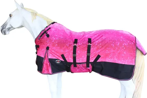 Vista 14 de CHALLENGER Manta de invierno impermeable de 80 pulgadas 1200D para caballo de lluvia ligera 394B Turquesa/Morado/Ombre