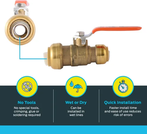 Vista 3 de SharkBite 1 x 3/4 en PTC, válvula de bola reductora, conexión de plomería de cierre de agua de latón de empuje para conectar, 22993LF