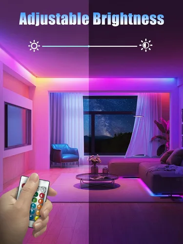 Vista 5 de Tira de luces LED, tiras de luz RGB de 5 V que cambian de color con control remoto, luces LED flexibles alimentadas por USB para dormitorio, TV