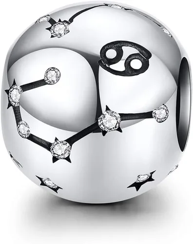 Vista 8 de Abalorio de constelación de plata de ley 925 con piedra natal para pulsera Pandora, regalo para aniversario, cumpleaños, Navidad Acuario A