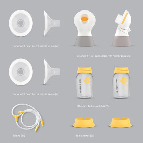 Vista 6 de Medela Classic PersonalFit Flex - Kit de bombeo doble para extractores de leche eléctricos, compatible con extractor de leche con estilo con MaxFlow