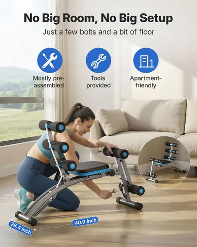 Vista 7 de MERACH Ab Machine, Adjustable Ab Workout Bench for Home Gym, Multi-Functional Sit Up Exercise Equipment with 300 LBS Weight Capacity, Exercise Chair
