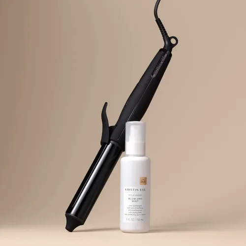 Vista 2 de Kristin Ess Hair NANOBLACK - Rizador automático de cerámica de 11/4 pulgadas + spray protector de calor para secado por soplado y secado