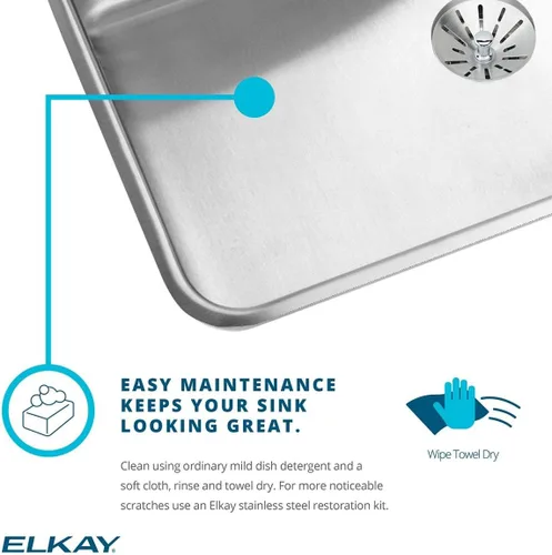 Vista 4 de Elkay ELUH3219DBG Lustertone - Fregadero de cocina de acero inoxidable de 32-1/4 pulgadas con estante para lavabo y colador de cesta, acero