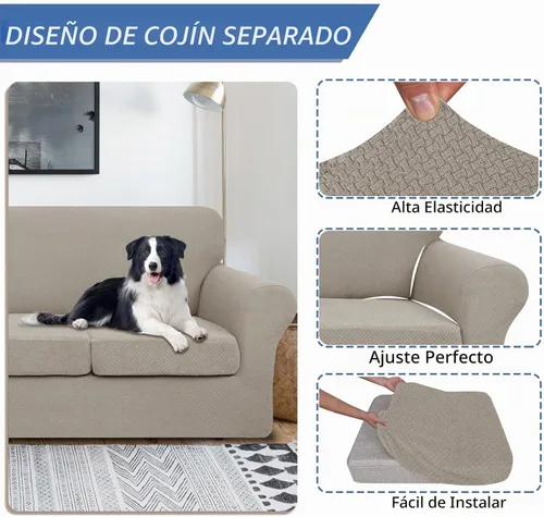 Vista 3 de JIVINER Fundas de sofá de 3 piezas para sofá de 2 cojines, funda elástica para sofá con 2 fundas de cojín de asiento extra grandes, fundas gruesas