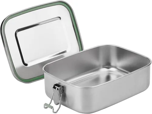 Vista 9 de Arora Lonchera Bento de acero inoxidable – 27.1 fl oz con divisor, 2 compartimentos, recipiente de alimentos ecológico y reciclable, a prueba