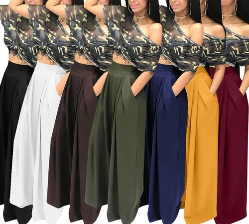 Vista 5 de SHINFY Pantalones elásticos de pierna ancha para mujer S-3XL