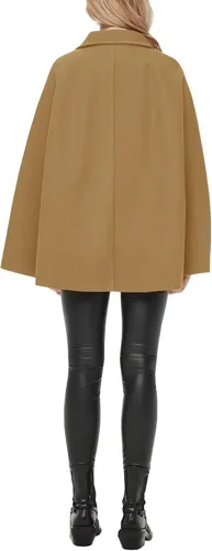 Vista 4 de Tankaneo Poncho de doble botonadura para mujer con cuello y botones con bolsillos
