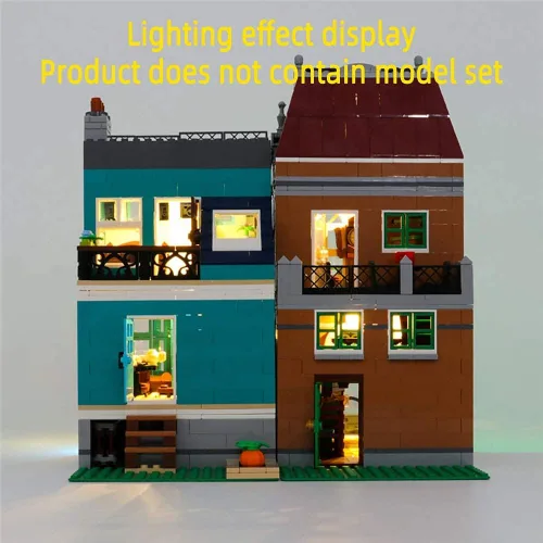 Vista 6 de GEAMENT Kit de luz LED para Creator Expert Bookshop - Compatible con el modelo de bloques de construcción modulares Lego 10270